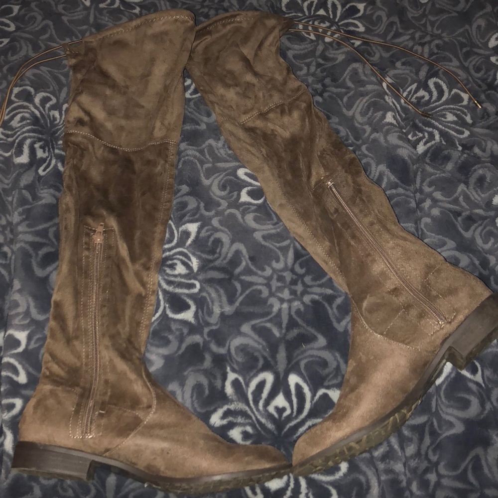 Women’s brown suede knee high boots